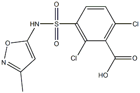 2,6-dichloro-3-[(3-methyl-1,2-oxazol-5-yl)sulfamoyl]benzoic acid Struktur