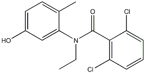 2,6-dichloro-N-ethyl-N-(5-hydroxy-2-methylphenyl)benzamide Struktur