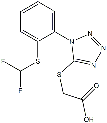 2-[(1-{2-[(difluoromethyl)sulfanyl]phenyl}-1H-1,2,3,4-tetrazol-5-yl)sulfanyl]acetic acid Struktur