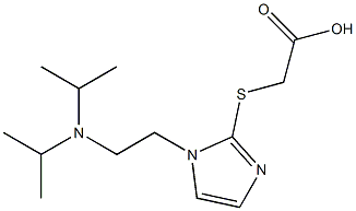 2-[(1-{2-[bis(propan-2-yl)amino]ethyl}-1H-imidazol-2-yl)sulfanyl]acetic acid Struktur