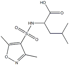 2-[(3,5-dimethyl-1,2-oxazole-4-)sulfonamido]-4-methylpentanoic acid Struktur