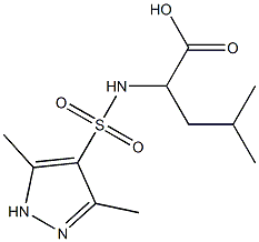 2-[(3,5-dimethyl-1H-pyrazole-4-)sulfonamido]-4-methylpentanoic acid Struktur