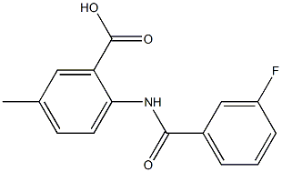 2-[(3-fluorobenzene)amido]-5-methylbenzoic acid Struktur