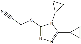 2-[(4,5-dicyclopropyl-4H-1,2,4-triazol-3-yl)sulfanyl]acetonitrile Struktur