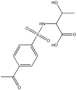 2-[(4-acetylbenzene)sulfonamido]-3-hydroxybutanoic acid Struktur