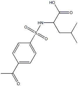 2-[(4-acetylbenzene)sulfonamido]-4-methylpentanoic acid Struktur