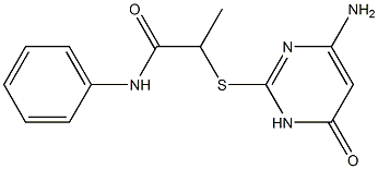 2-[(4-amino-6-oxo-1,6-dihydropyrimidin-2-yl)sulfanyl]-N-phenylpropanamide Struktur