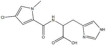 2-[(4-chloro-1-methyl-1H-pyrrol-2-yl)formamido]-3-(1H-imidazol-4-yl)propanoic acid Struktur