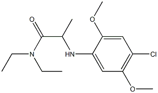 2-[(4-chloro-2,5-dimethoxyphenyl)amino]-N,N-diethylpropanamide Struktur