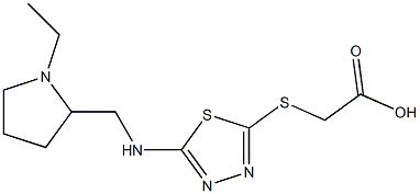 2-[(5-{[(1-ethylpyrrolidin-2-yl)methyl]amino}-1,3,4-thiadiazol-2-yl)sulfanyl]acetic acid Struktur