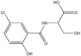 2-[(5-chloro-2-hydroxybenzoyl)amino]-3-hydroxypropanoic acid Struktur