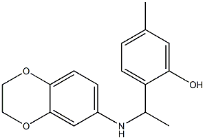 2-[1-(2,3-dihydro-1,4-benzodioxin-6-ylamino)ethyl]-5-methylphenol Struktur