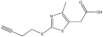 2-[2-(but-3-yn-1-ylsulfanyl)-4-methyl-1,3-thiazol-5-yl]acetic acid Struktur