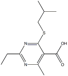 2-ethyl-4-(isobutylthio)-6-methylpyrimidine-5-carboxylic acid Struktur