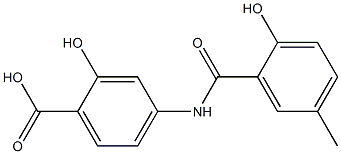 2-hydroxy-4-[(2-hydroxy-5-methylbenzene)amido]benzoic acid Struktur