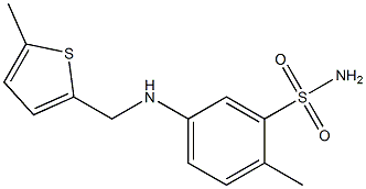 2-methyl-5-{[(5-methylthiophen-2-yl)methyl]amino}benzene-1-sulfonamide Struktur