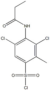 3,5-dichloro-2-methyl-4-propanamidobenzene-1-sulfonyl chloride Struktur