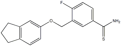 3-[(2,3-dihydro-1H-inden-5-yloxy)methyl]-4-fluorobenzene-1-carbothioamide Struktur