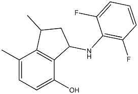 3-[(2,6-difluorophenyl)amino]-1,7-dimethyl-2,3-dihydro-1H-inden-4-ol Struktur