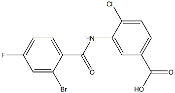 3-[(2-bromo-4-fluorobenzene)amido]-4-chlorobenzoic acid Struktur