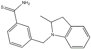 3-[(2-methyl-2,3-dihydro-1H-indol-1-yl)methyl]benzene-1-carbothioamide Struktur