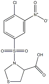 3-[(4-chloro-3-nitrobenzene)sulfonyl]-1,3-thiazolidine-4-carboxylic acid Struktur