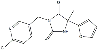 3-[(6-chloropyridin-3-yl)methyl]-5-(furan-2-yl)-5-methylimidazolidine-2,4-dione Struktur