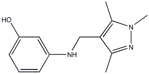 3-{[(1,3,5-trimethyl-1H-pyrazol-4-yl)methyl]amino}phenol Struktur