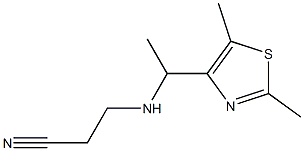 3-{[1-(2,5-dimethyl-1,3-thiazol-4-yl)ethyl]amino}propanenitrile Struktur