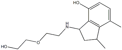 3-{[2-(2-hydroxyethoxy)ethyl]amino}-1,7-dimethyl-2,3-dihydro-1H-inden-4-ol Struktur