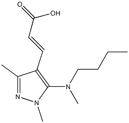 3-{5-[butyl(methyl)amino]-1,3-dimethyl-1H-pyrazol-4-yl}prop-2-enoic acid Struktur