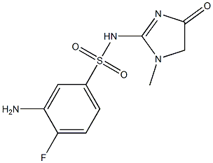 3-amino-4-fluoro-N-(1-methyl-4-oxo-4,5-dihydro-1H-imidazol-2-yl)benzene-1-sulfonamide Struktur