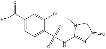 3-bromo-4-[(1-methyl-4-oxo-4,5-dihydro-1H-imidazol-2-yl)sulfamoyl]benzoic acid Struktur