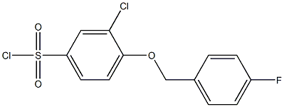 3-chloro-4-[(4-fluorophenyl)methoxy]benzene-1-sulfonyl chloride Struktur