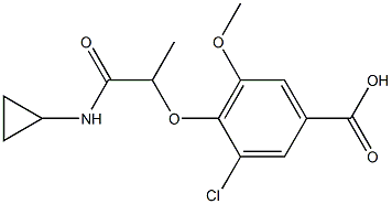 3-chloro-4-[1-(cyclopropylcarbamoyl)ethoxy]-5-methoxybenzoic acid Struktur