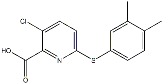 3-chloro-6-[(3,4-dimethylphenyl)sulfanyl]pyridine-2-carboxylic acid Struktur