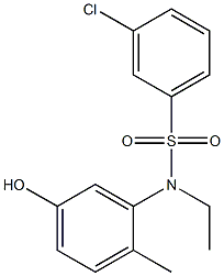 3-chloro-N-ethyl-N-(5-hydroxy-2-methylphenyl)benzene-1-sulfonamide Struktur