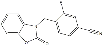 3-fluoro-4-[(2-oxo-1,3-benzoxazol-3(2H)-yl)methyl]benzonitrile Struktur