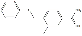 3-fluoro-4-[(pyridin-2-ylsulfanyl)methyl]benzene-1-carboximidamide Struktur