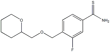 3-fluoro-4-[(tetrahydro-2H-pyran-2-ylmethoxy)methyl]benzenecarbothioamide Struktur