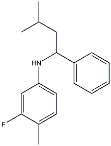 3-fluoro-4-methyl-N-(3-methyl-1-phenylbutyl)aniline Struktur