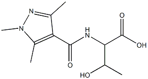 3-hydroxy-2-[(1,3,5-trimethyl-1H-pyrazol-4-yl)formamido]butanoic acid Struktur