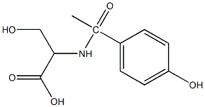 3-hydroxy-2-[1-(4-hydroxyphenyl)acetamido]propanoic acid Struktur