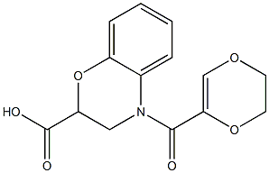 4-(5,6-dihydro-1,4-dioxin-2-ylcarbonyl)-3,4-dihydro-2H-1,4-benzoxazine-2-carboxylic acid Struktur