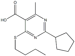 4-(butylthio)-2-cyclopentyl-6-methylpyrimidine-5-carboxylic acid Struktur