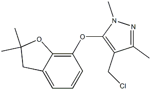 4-(chloromethyl)-5-[(2,2-dimethyl-2,3-dihydro-1-benzofuran-7-yl)oxy]-1,3-dimethyl-1H-pyrazole Struktur