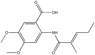 4,5-dimethoxy-2-{[(2E)-2-methylpent-2-enoyl]amino}benzoic acid Struktur