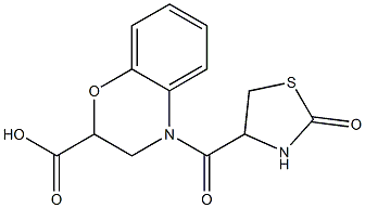 4-[(2-oxo-1,3-thiazolidin-4-yl)carbonyl]-3,4-dihydro-2H-1,4-benzoxazine-2-carboxylic acid Struktur