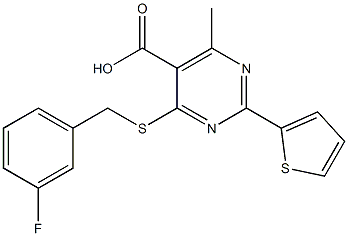 4-[(3-fluorobenzyl)thio]-6-methyl-2-thien-2-ylpyrimidine-5-carboxylic acid Struktur