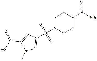 4-[(4-carbamoylpiperidine-1-)sulfonyl]-1-methyl-1H-pyrrole-2-carboxylic acid Struktur